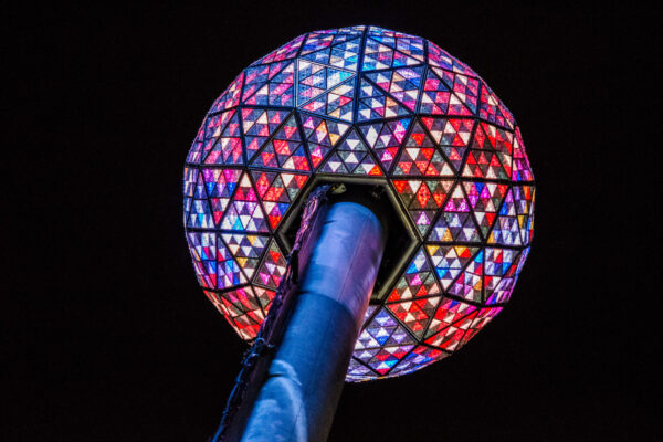 The New Year's Eve Ball photographed as it is raised at 1 Times Square in New York City on December 31st, 2012.