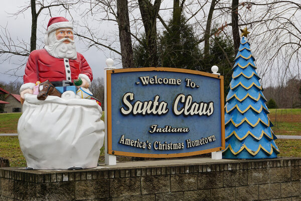 Image of Welcome sign to Santa Claus Indiana