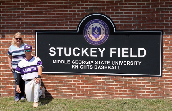 Image on dedication and sign for Stuckey Field in Georgia