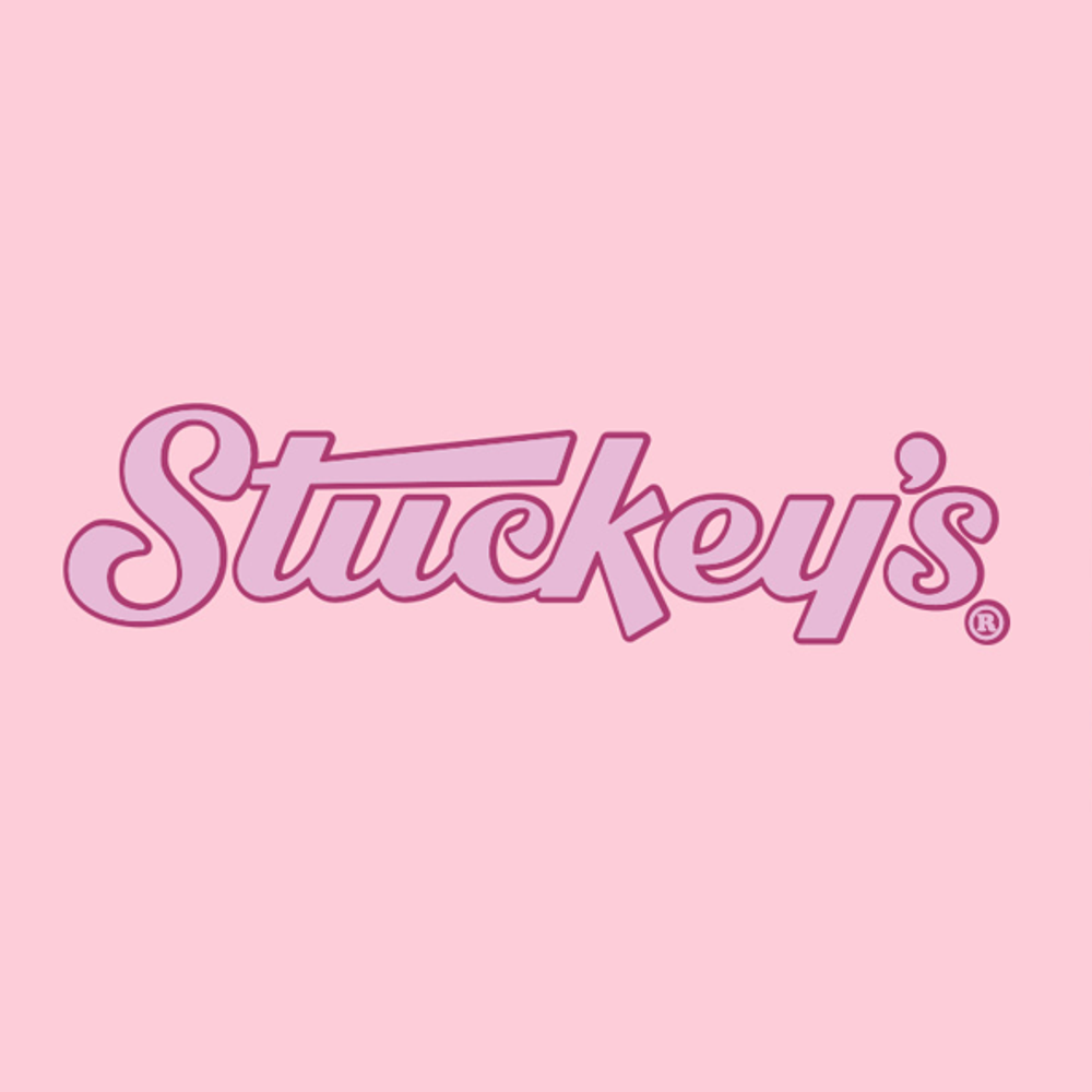 Close up Image of Stuckey's Pink Logo T-Shirt with pink logo
