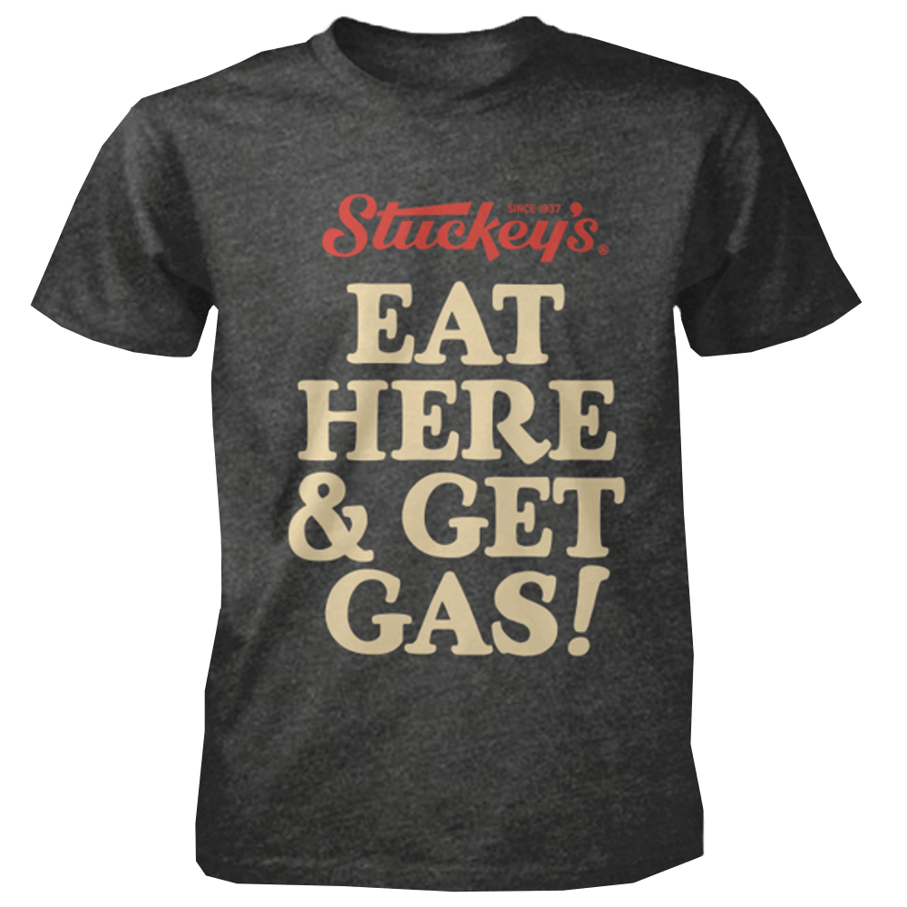 Superioriteit Remmen het dossier Eat Here & Get Gas T-Shirt, Charcoal Gray | Stuckey's