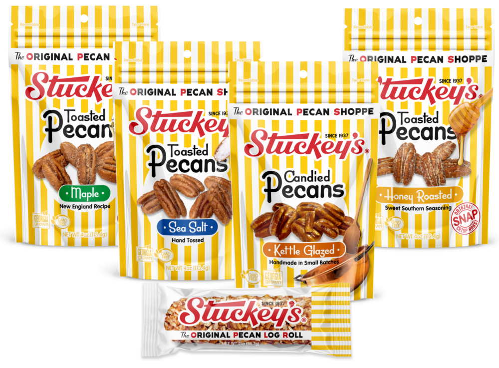 Four flavors of Stuckey's Pecans and a Pecan Log Roll