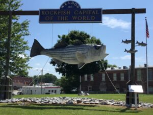 Picture of Rocky the Rockfish welcoming people to Weldon North Carolina the Rockfish Capital of the World.