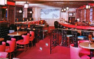 Photo postcard of the Revere Tavern cocktai lounge located in the Continental Inn in Lexington, Kentucky