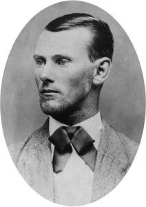 Black and white photo of a young Jesse James.