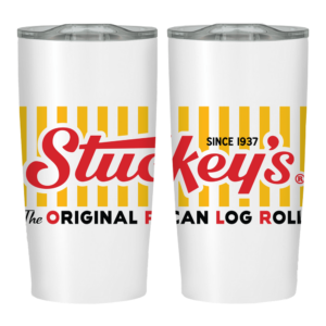 A picture of two Stuckey's Pecan Log Roll Travel Mugs