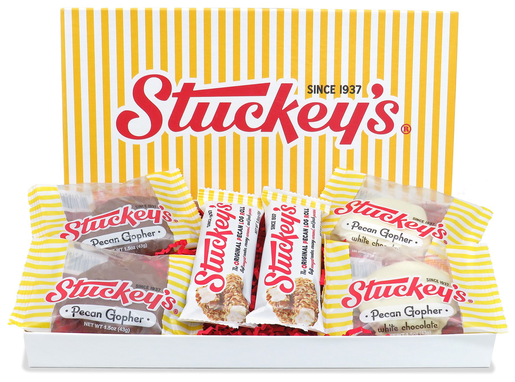 Gift Box containing 2 pecan log rolls and 4 chocolate turtles